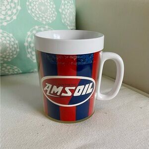 Vtg AMSOIL Thermo-Serv Mug Red White Blue Made In USA Vehicle Car Collectible